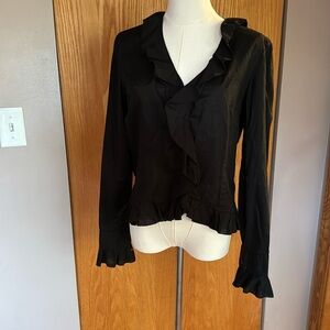 CITY DKNY cotton ruffle blouse. Size 8